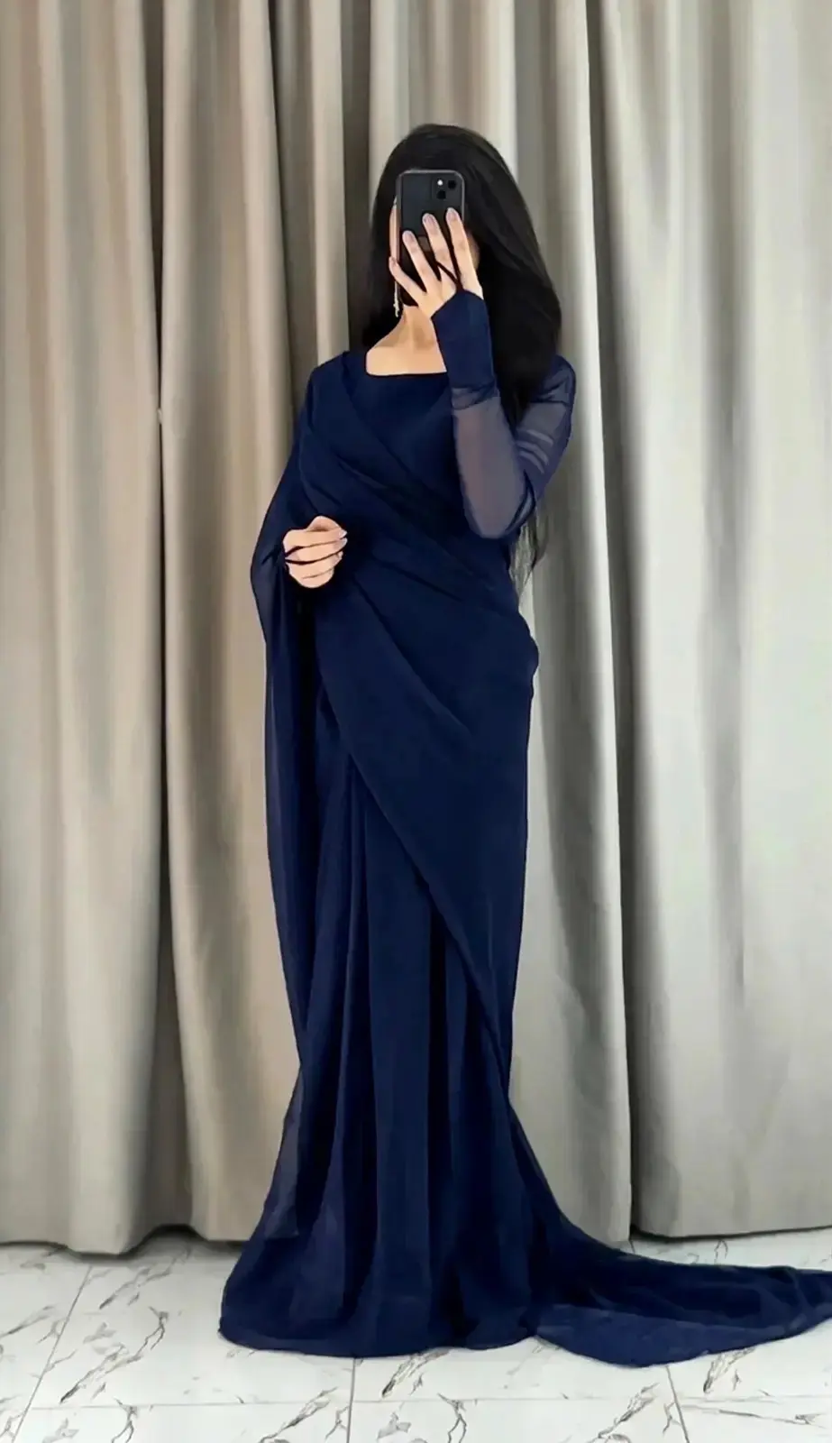 3 pcs women’s chiffon plain stitched saree in Lahore