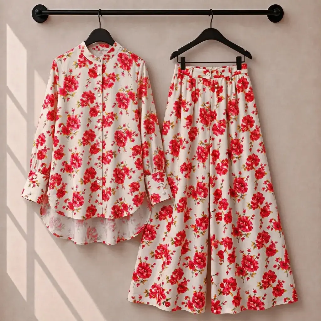 2 pcs women’s stitched swis printed co-ord set — photo 2