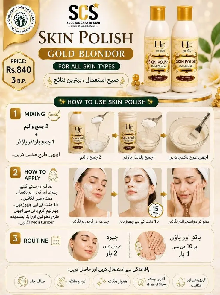 SCS 24K Gold Skin Polish Set - For Glowing & Soft Skin (Gold Blondor & Volume 20) — photo 4