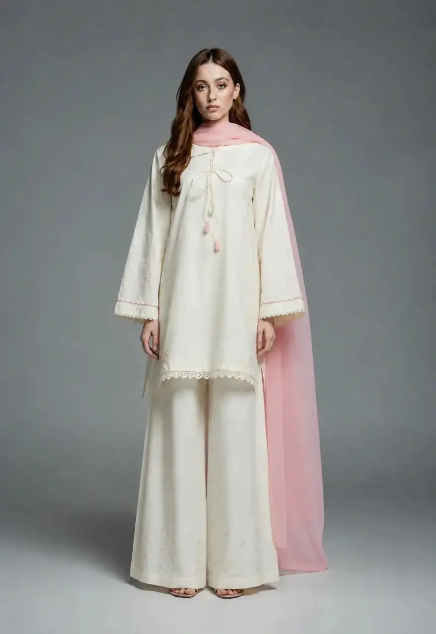 3 pcs women’s stitched cotton embroidered suit — photo 2