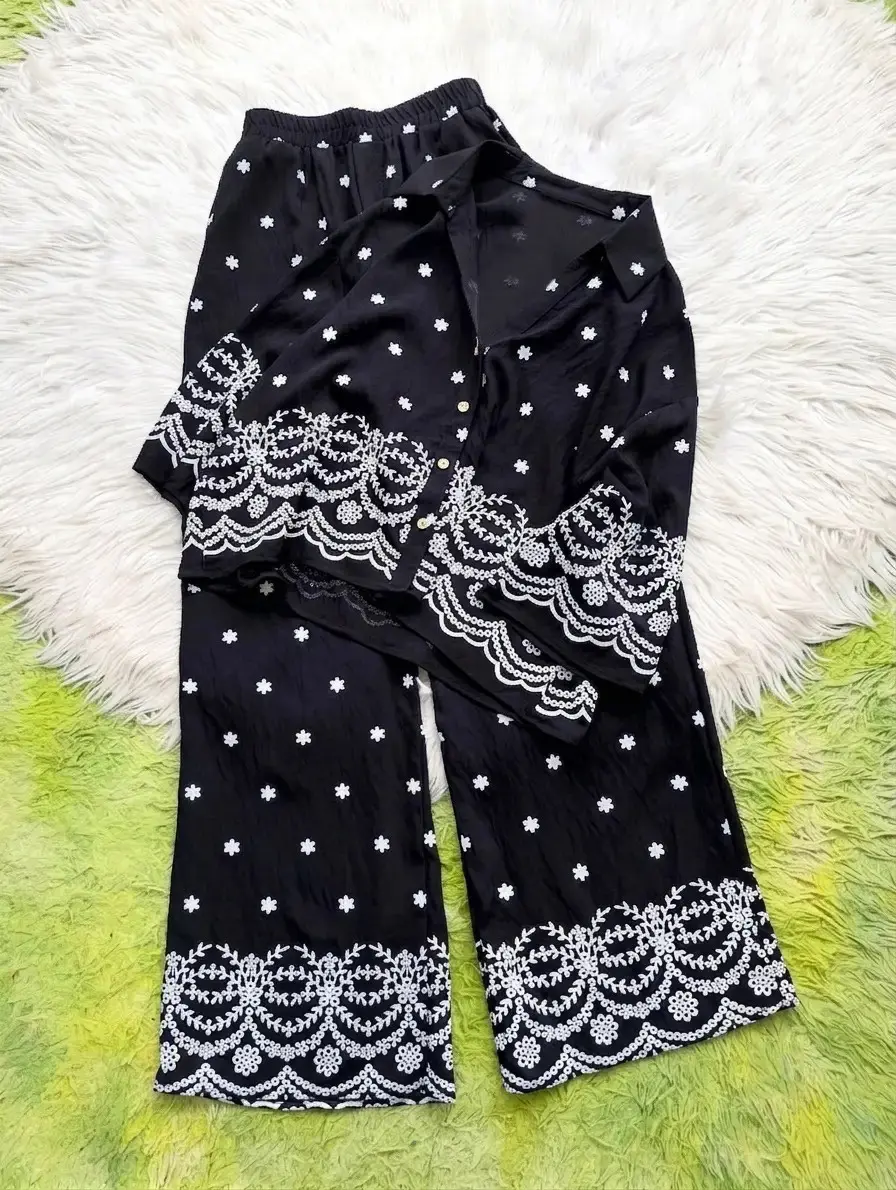 2 pcs women’s stitched cotton embroidered shirt and trouser — photo 4