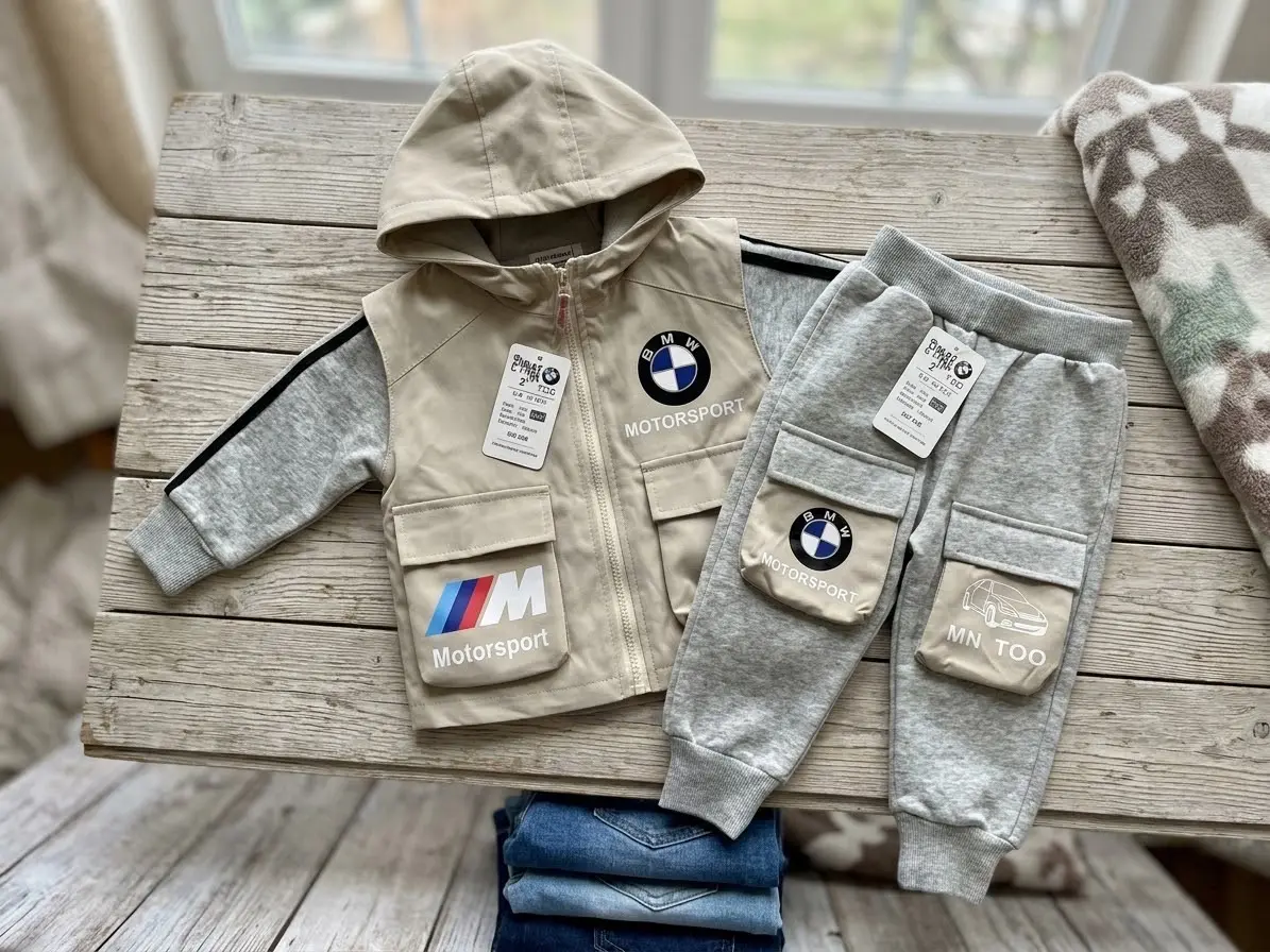 BMW Motorsport Kids 3-Piece Hoodie Tracksuit Set | Stylish Boys Casual Outfit — photo 2