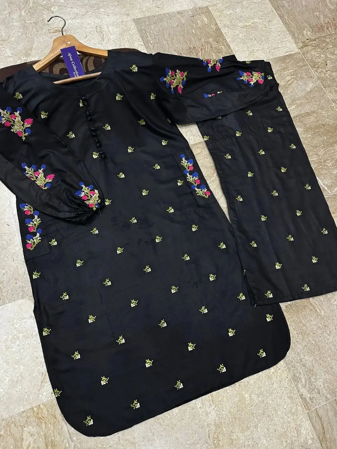2 pcs women’s stitched cotton embroidered shirt and trouser — photo 5