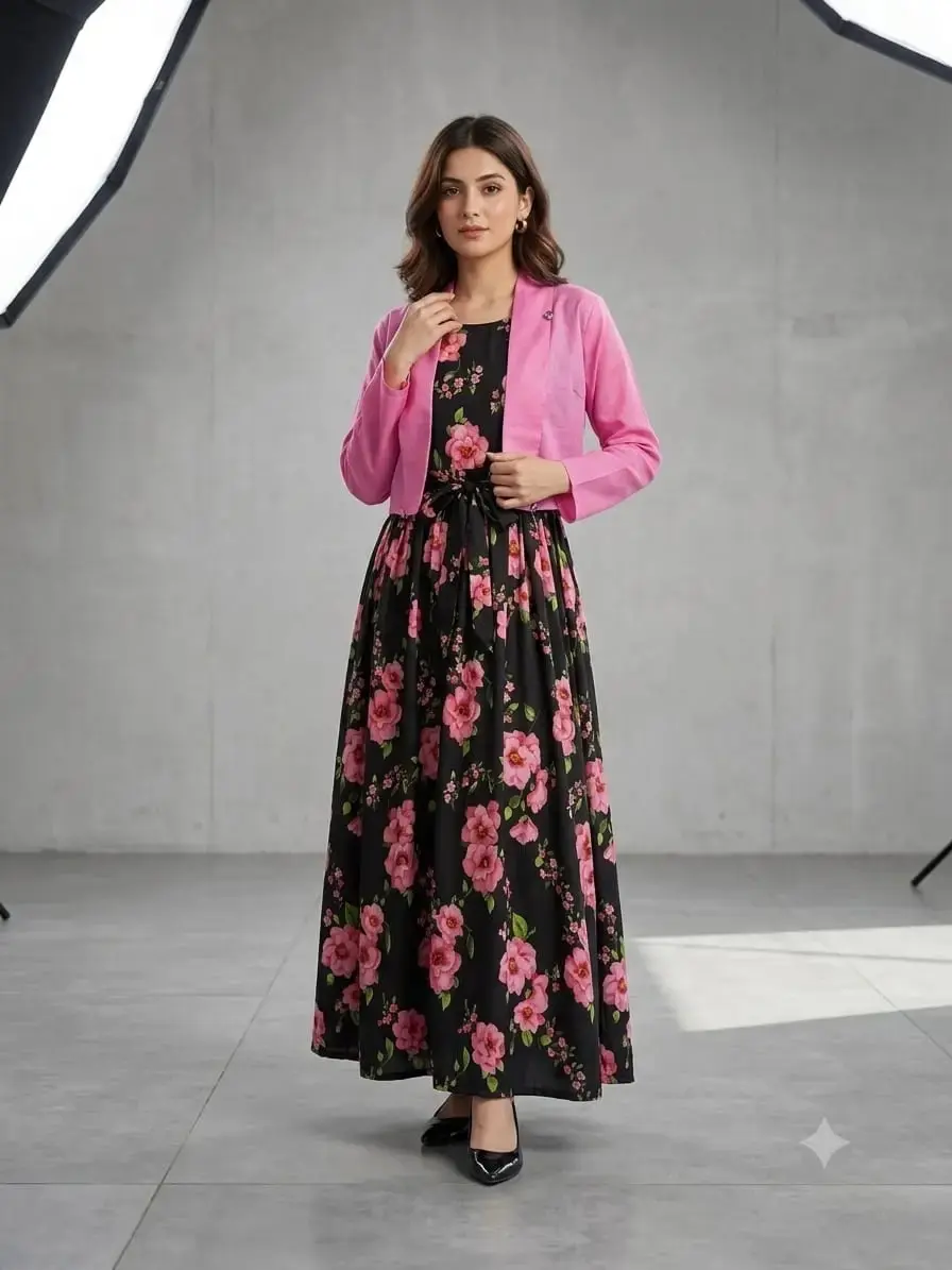 2 pcs women’s stitched silk printed maxi — photo 3