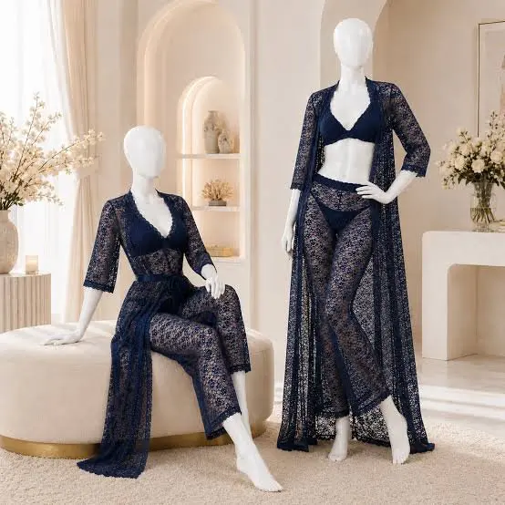 4 Pcs Blue Net Lingerie & Intimate Wear Set in Saddar Empress Market, Karachi