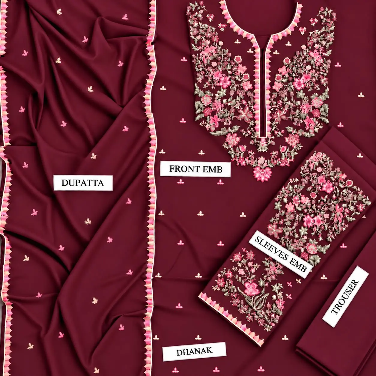 3PC EMB UNSTITCHED SUIT — photo 5