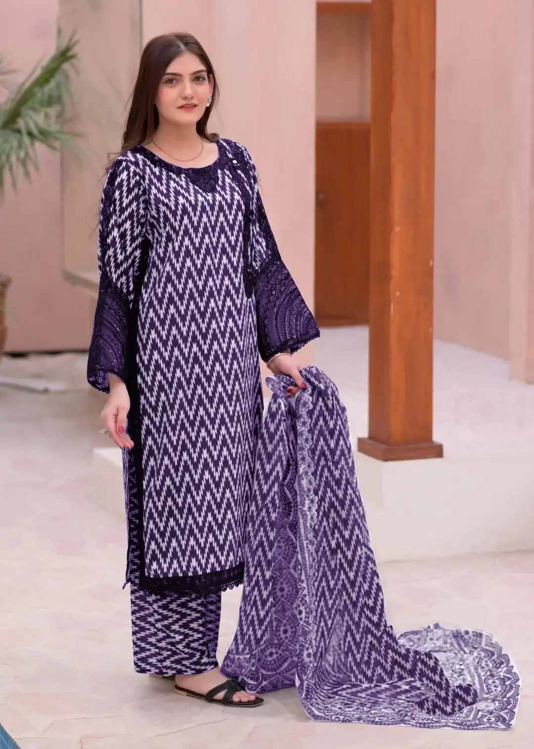 3 pcs women’s stitched lawn printed suit — photo 3