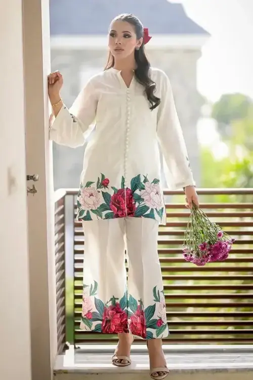 2 pcs women’s stitched silk printed co-ord set — photo 3