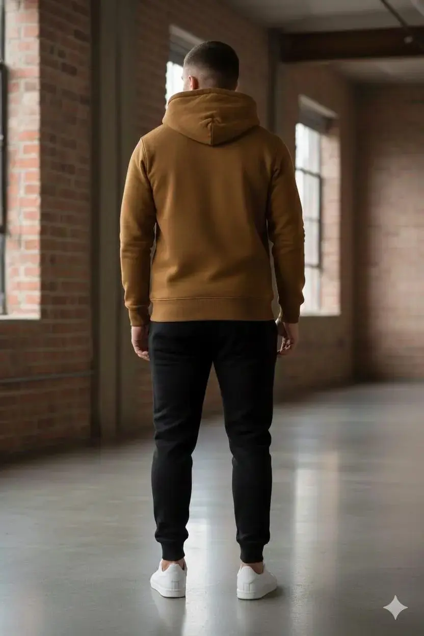men brown fleece hoodie track suit with 67 logo — photo 2