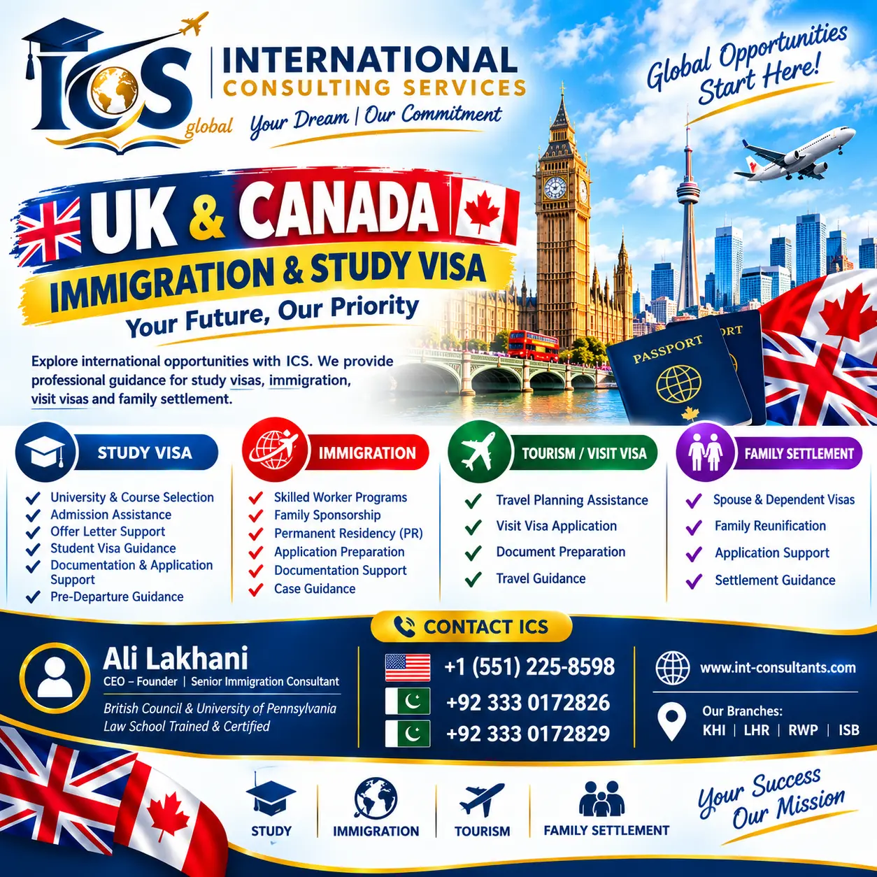 Study in the UK & Canada – Admissions & Visa Guidance