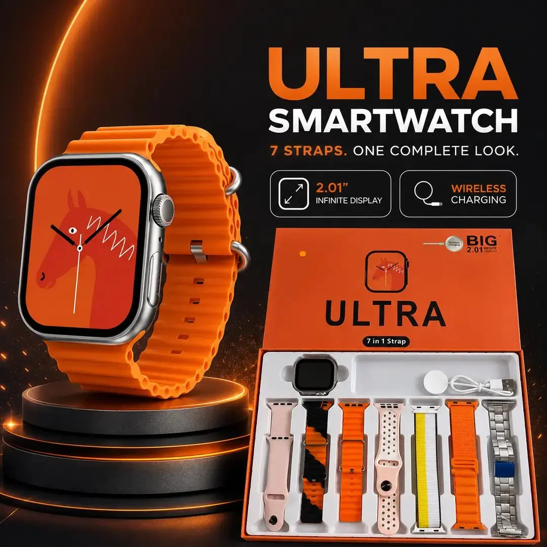 Orange Smart Watch – Bluetooth 5, Android Compatible, Silicone & Metal Build — photo 3