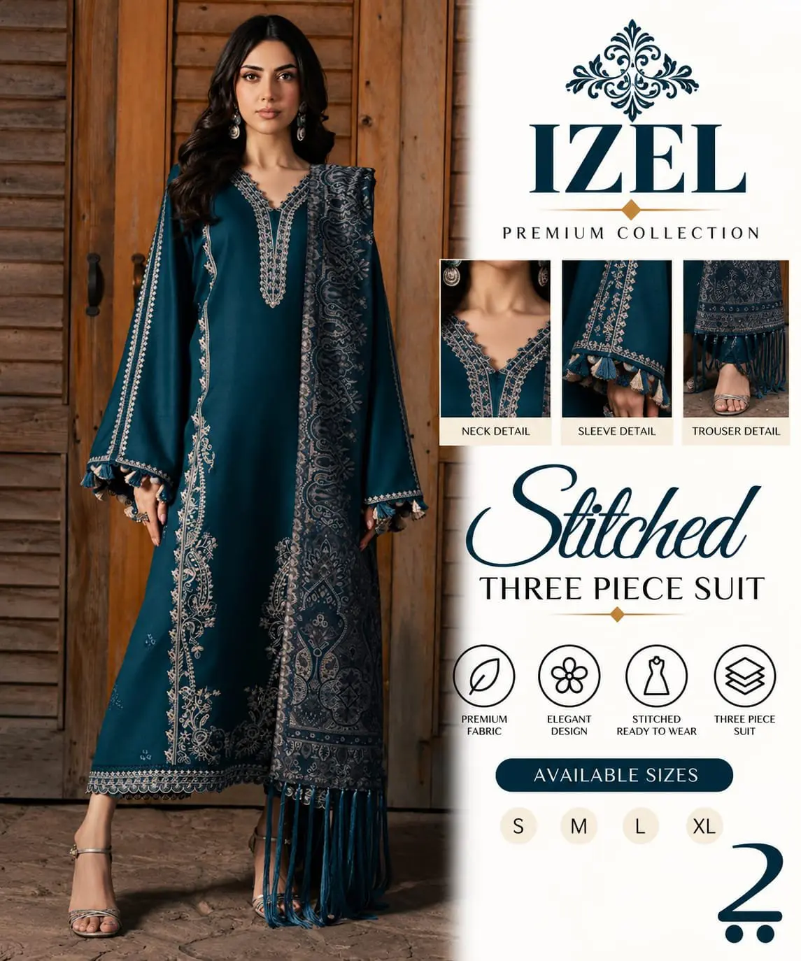3pcs Heavy Embroidered stiched suit — photo 5