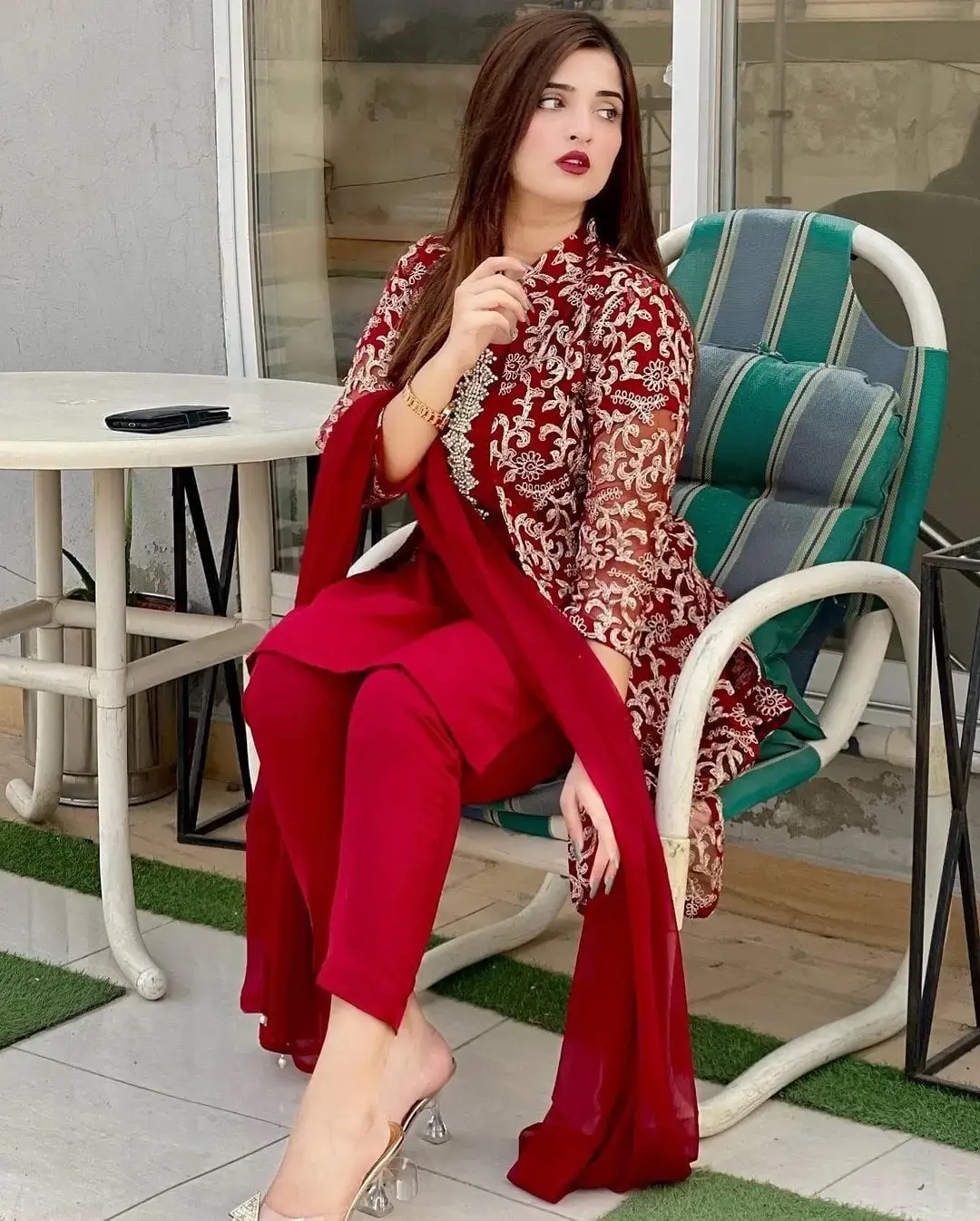 4 pcs women’s stitched shamoz silk embroidered suit — photo 4