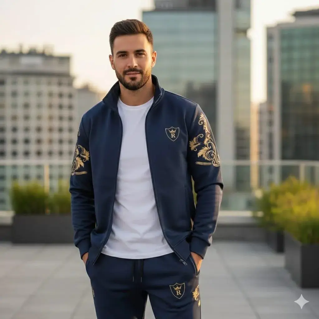 Nevy gold fleece tracksuit for men winter slim fit — photo 2