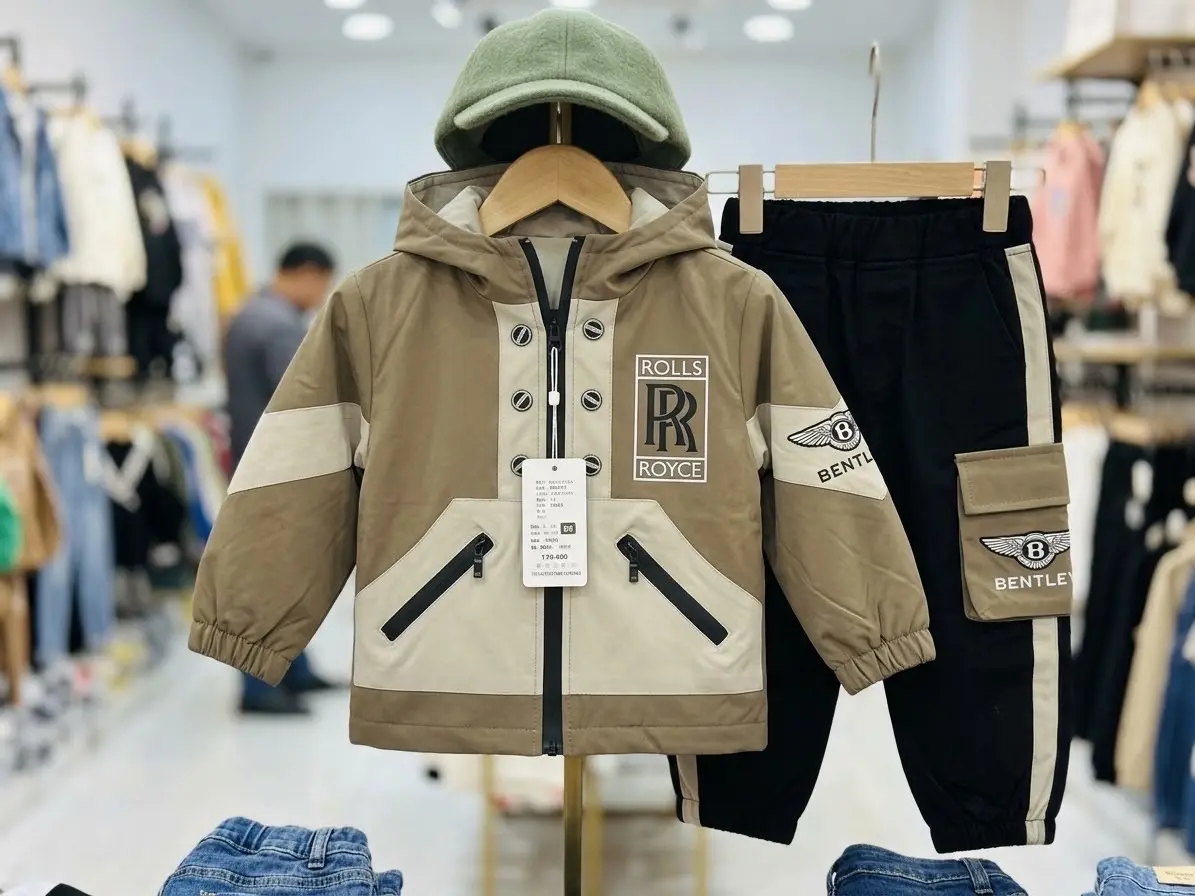 Boys Winter Tracksuit Set – Hooded Windbreaker Jacket & Matching Cargo Pants in Lahore