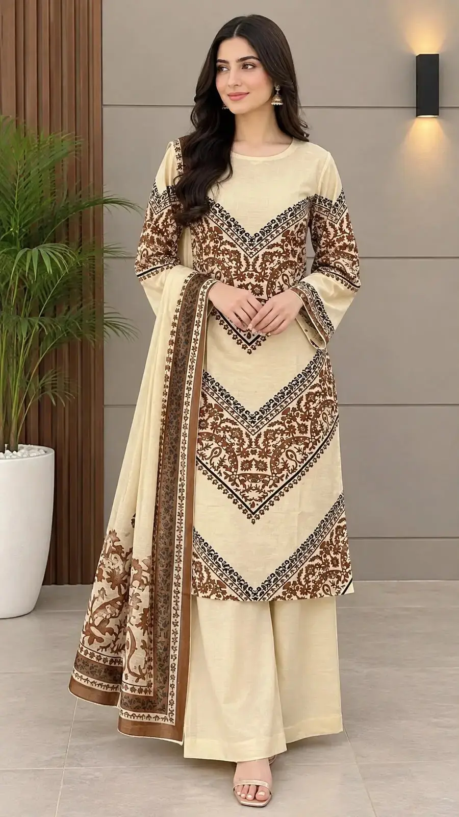 3 pcs women’s stitched grip silk printed suit — photo 5
