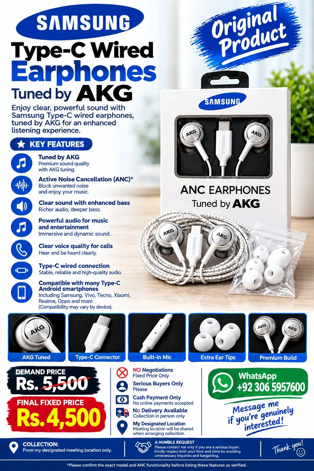 Original Samsung Type-C ANC Earphones – Tuned by AKG in Johar Town, Lahore