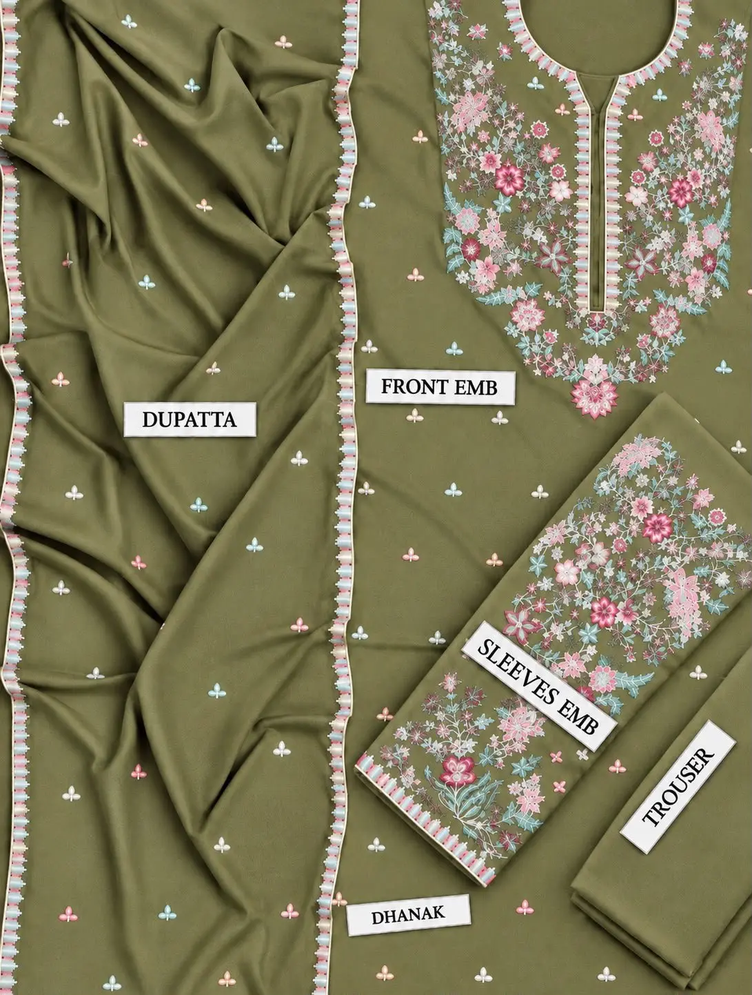 3PC EMB UNSTITCHED SUIT — photo 3
