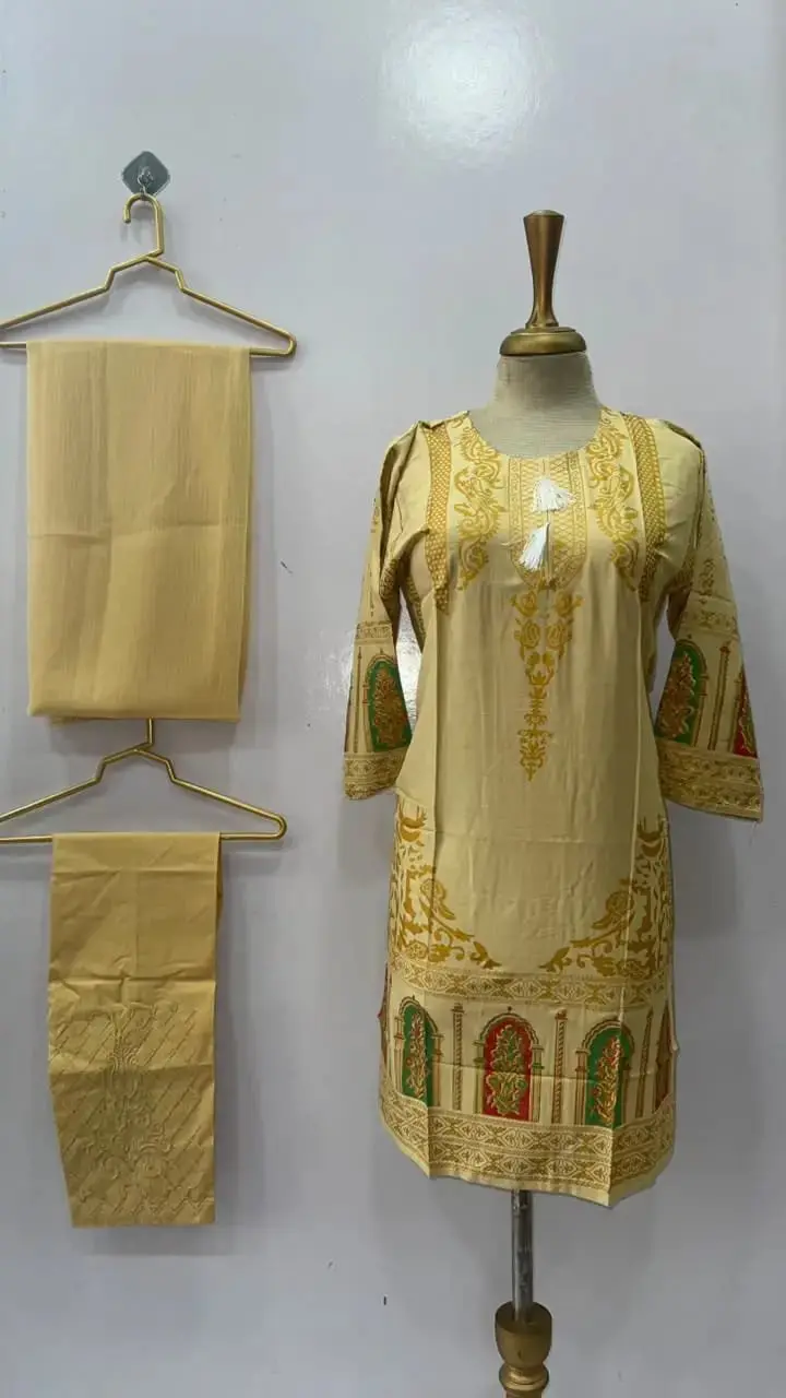 3 PCs woman stitched Linen 3-D block printed suit — photo 2