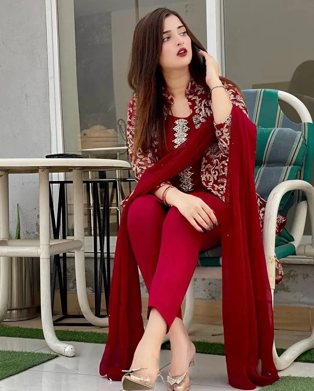 4 pcs women’s stitched shamoz silk embroidered suit — photo 2