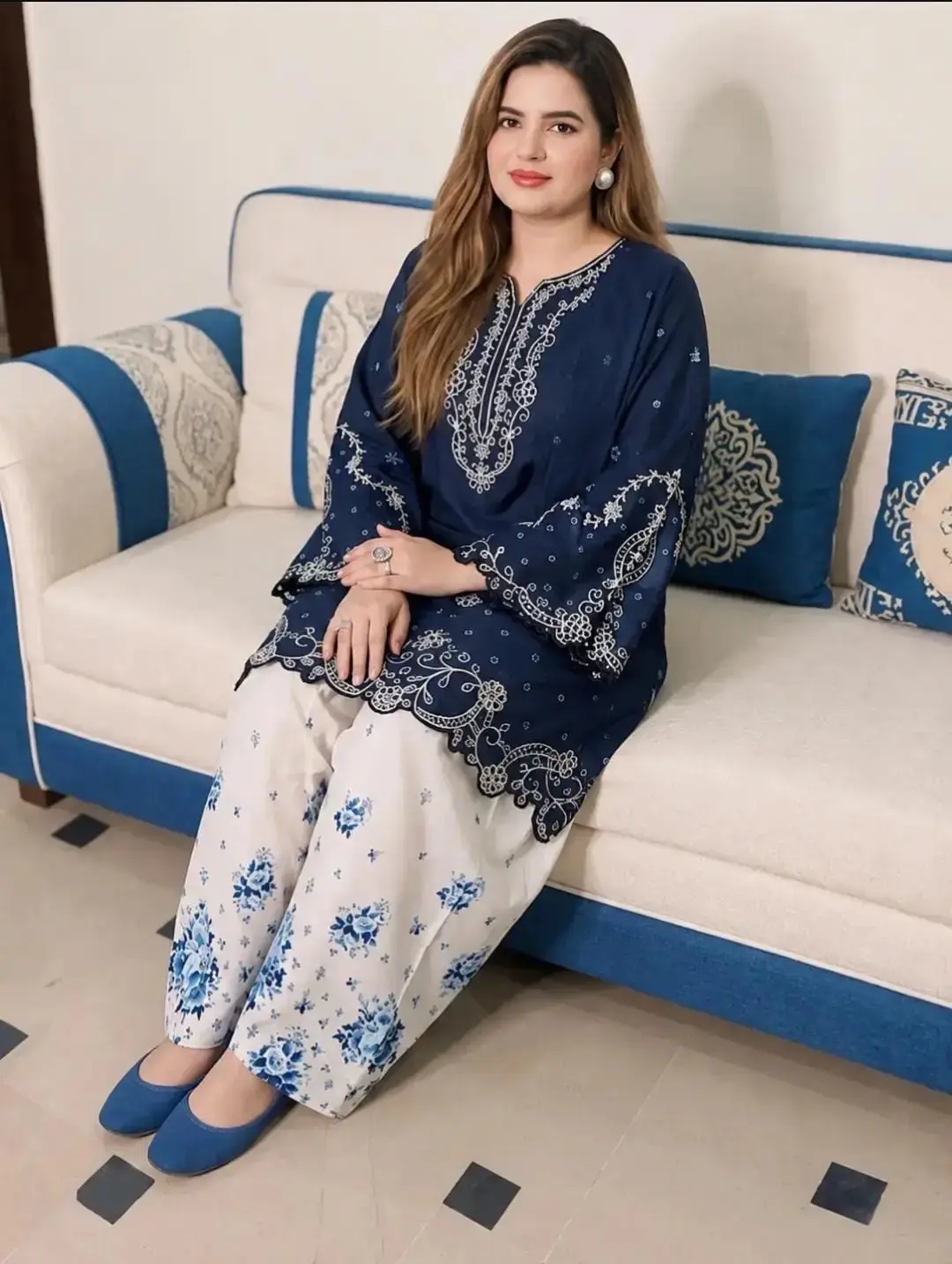 2 pcs women’s stitched cotton embroidered shirt and trouser — photo 2