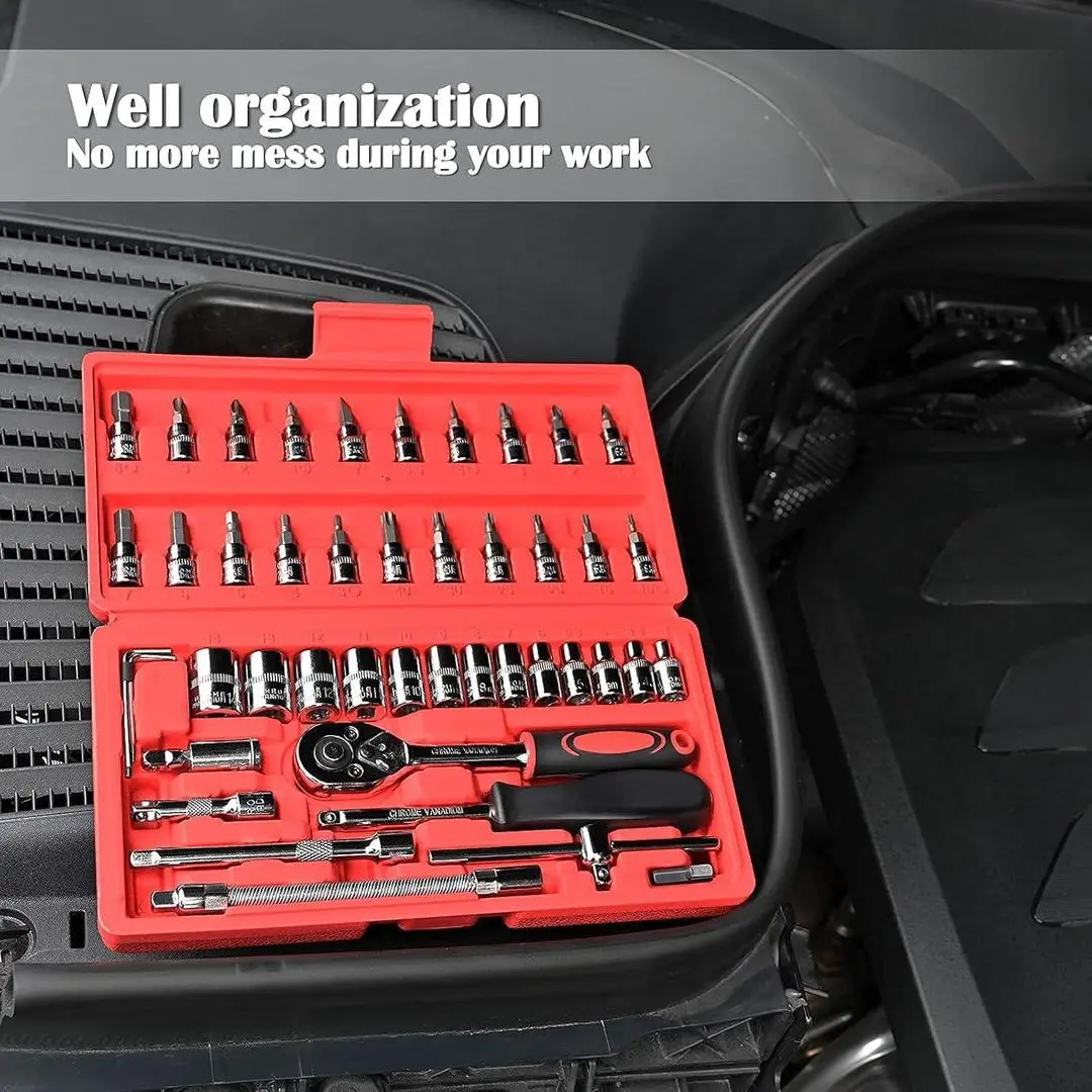 46 Pcs Socket Wrench Tool Set - Professional Repair Tool Kit Box — photo 2