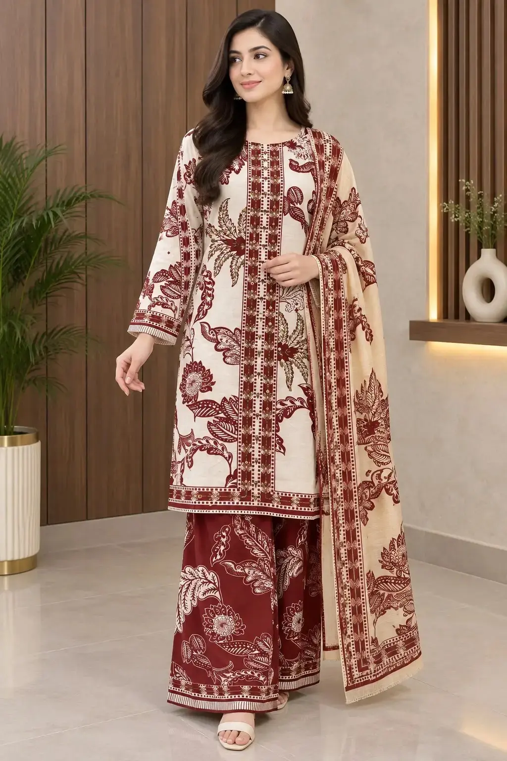 3 pcs women’s stitched grip silk printed suit — photo 4