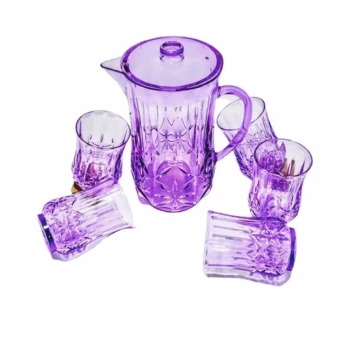 New Design Colored Water Jug with 6 Glass Set – Stylish 1.8L Plastic Water Pitcher & Drinking Glasses Set for Home, Office, Guests & Daily Use