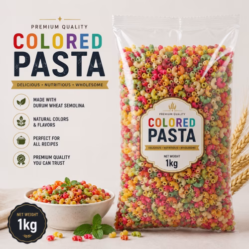 colored elbow macaroni 1kg, colorful pasta